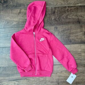 Nike Sportswear NWT Kids Club Fleece Full-Zip Pink Hoodie - Girls Size: 6 Medium